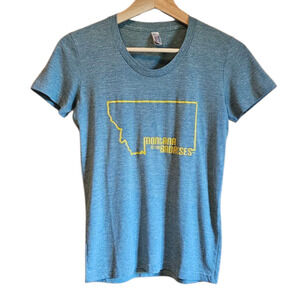 Montana Is For Badasses TShirt Teal Yellow Women's Small
